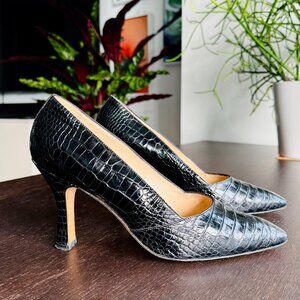 Manolo Blahnik Leather "mock-croc" Pumps - Worn just once